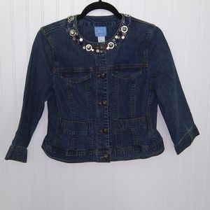 Cute Jeweled denim jacket by Lark Lane. Size 6p